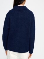 Cárdigan De Punto Liso azul-marino