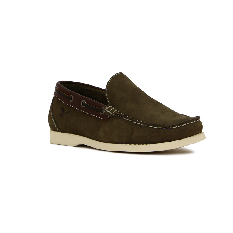 Starsax Zapato Mocasin Cuero Nobuck / Pup Gris-tabaco