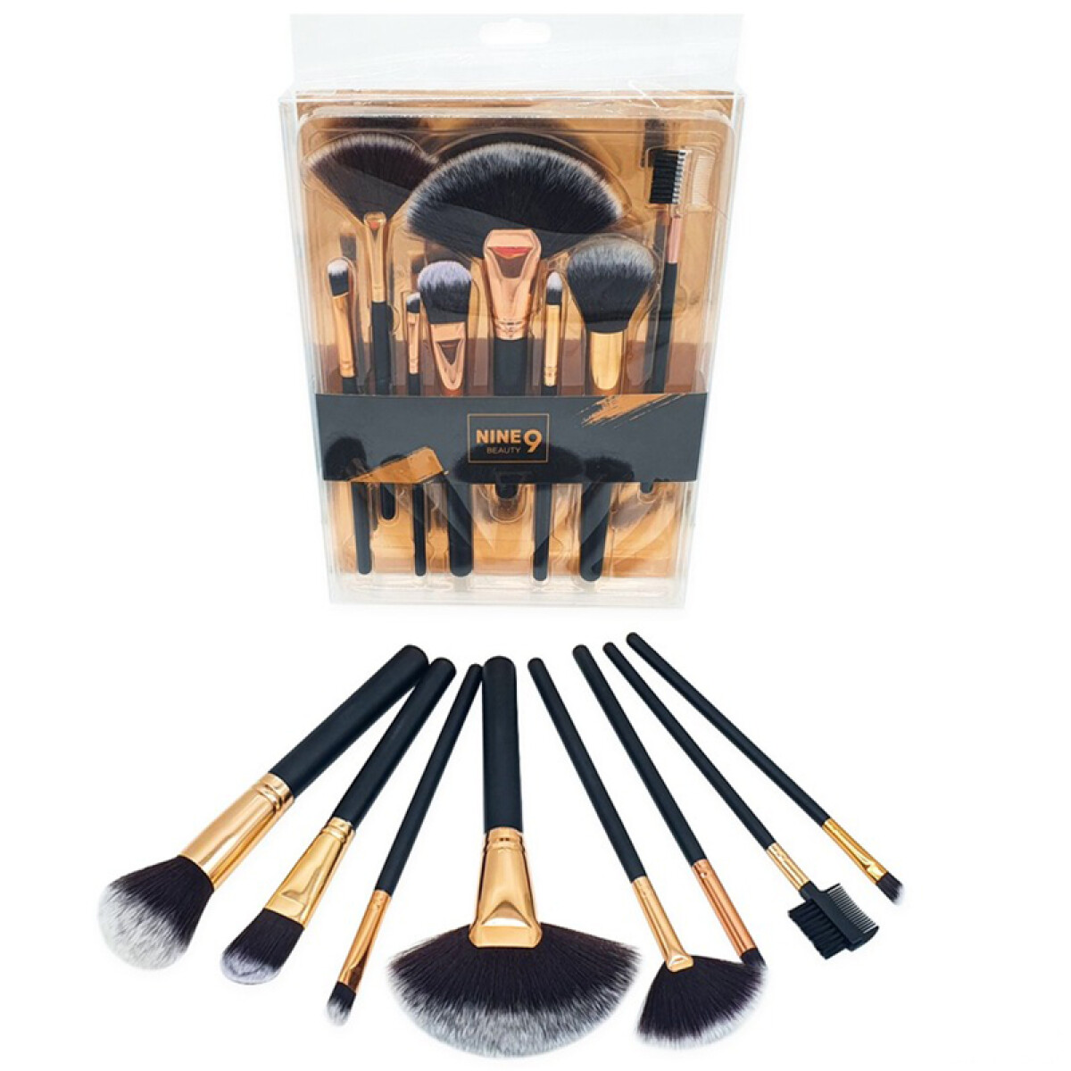 Set de 8 brochas Nine Beauty - Color Bronce 