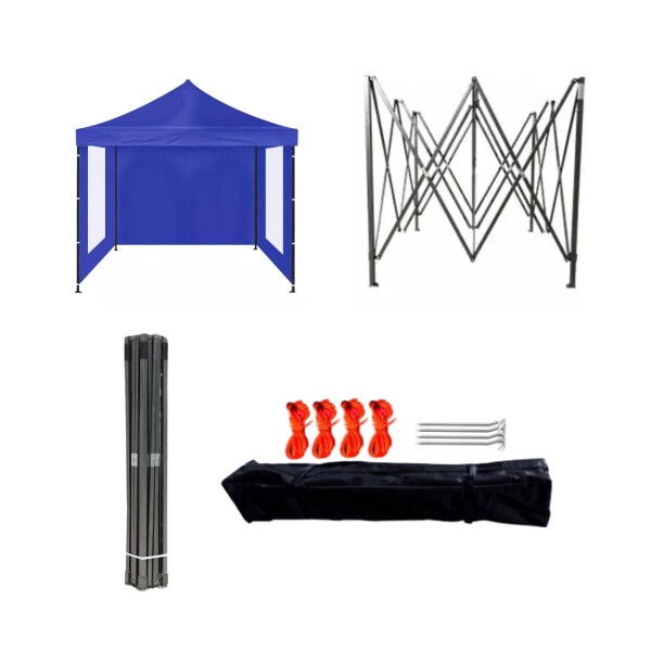 Gazebo Plegable con Paredes y Ventanas 3x3 Para Playa o Jardín Autoarmable Color Azul Gazebo Plegable 3x3 M Autoarmable Ventanas Jardin Toldo Uv Color Azul
