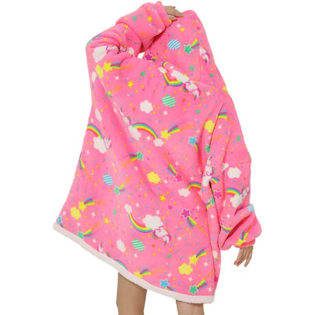 Manta Buzo Poncho Canguro Polar C/ Capucha Corderito Unicornio