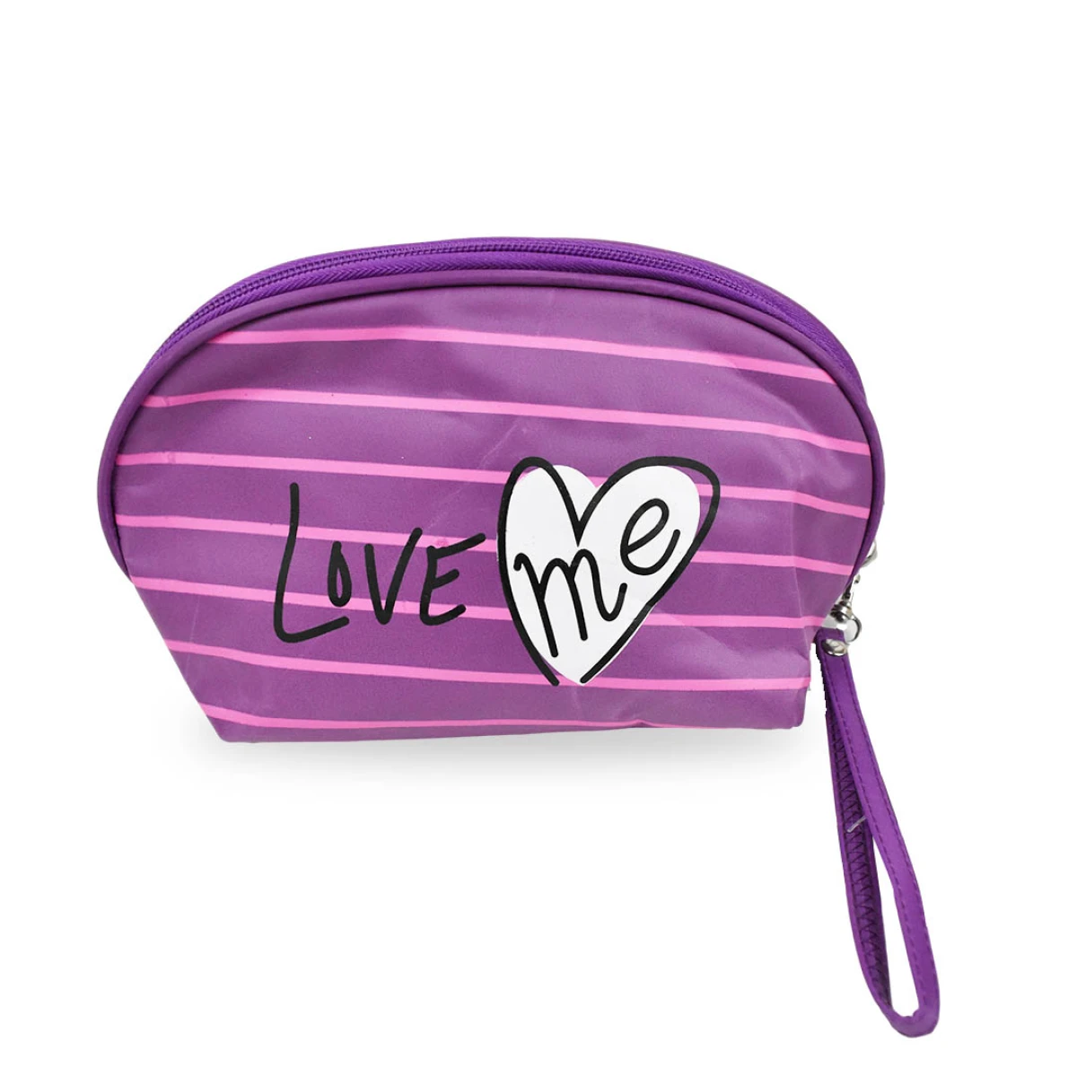 COSMETIQUERO SEMICIRCULO PVC RAYADO LOVE ME 
