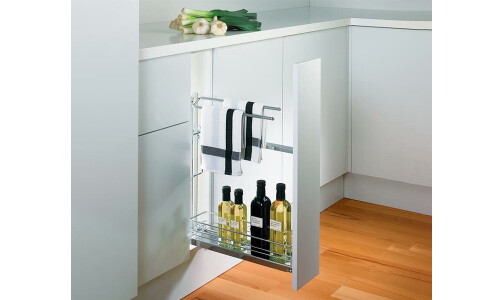 Porta botellas extraíble con soporte de repasador Porta Botellas Extraíble Con Soporte De Repasador