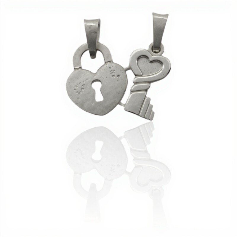 Dije Corazón y Llave-Plata 925-Sin Piedra-CP3280 sinpiedra