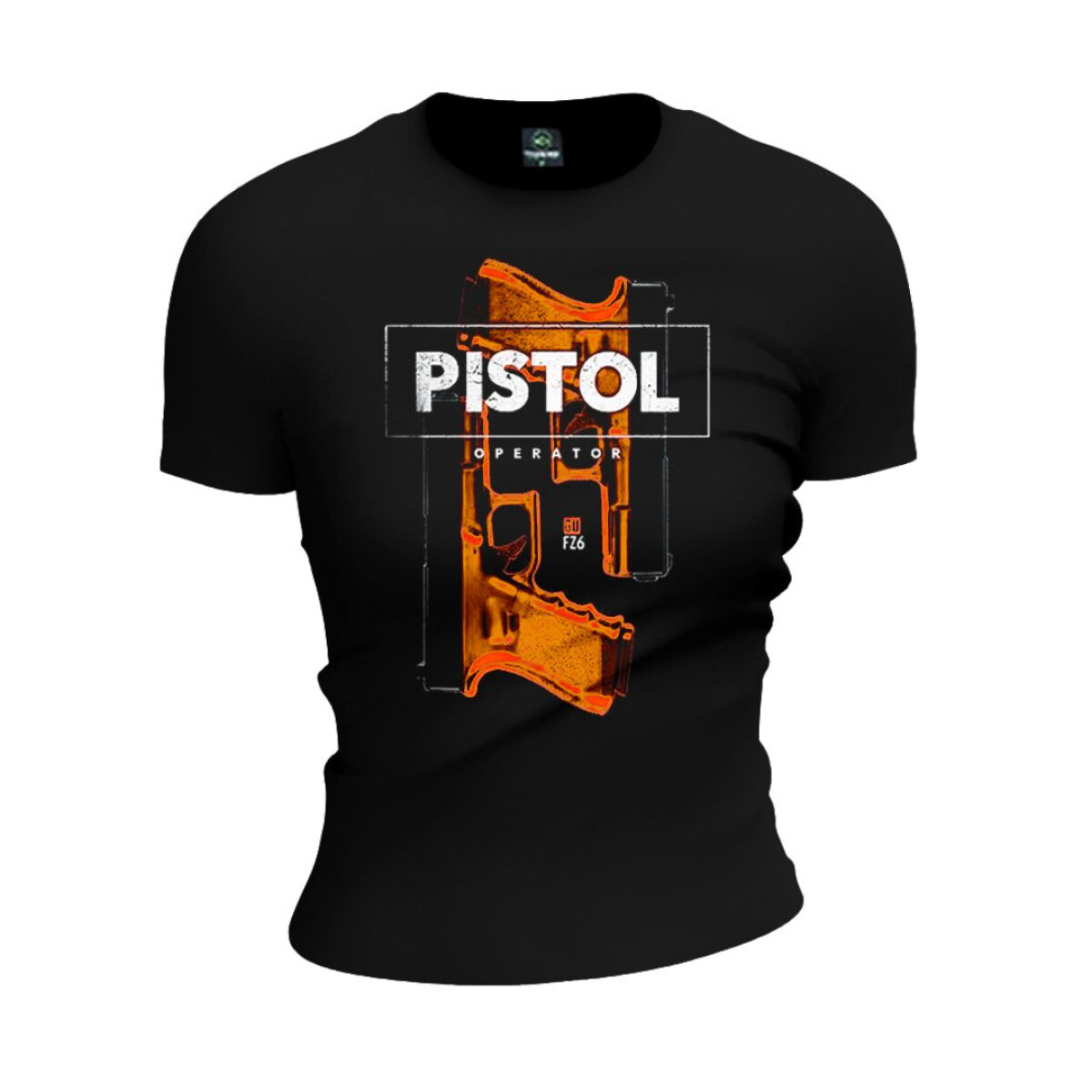 Remera manga corta dama pistola Glock - Naranja 