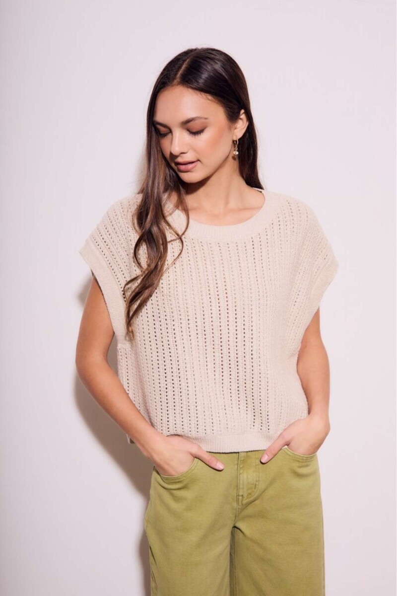 Chaleco Texturado - Beige Melange 