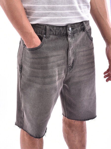 BERMUDA STRAIGHT FABRIK GRIS OSCURO