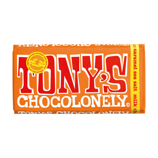 Chocolate Tony's con leche, caramelo y sal marina 180 grs Chocolate Tony's con leche, caramelo y sal marina 180 grs