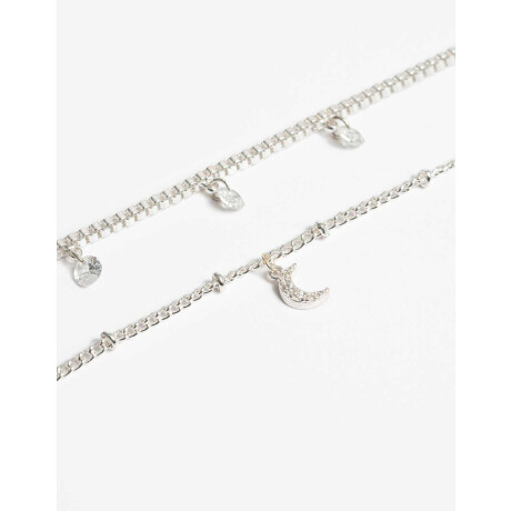 Set De Pulseras Con Cubic Zirconia Plateado