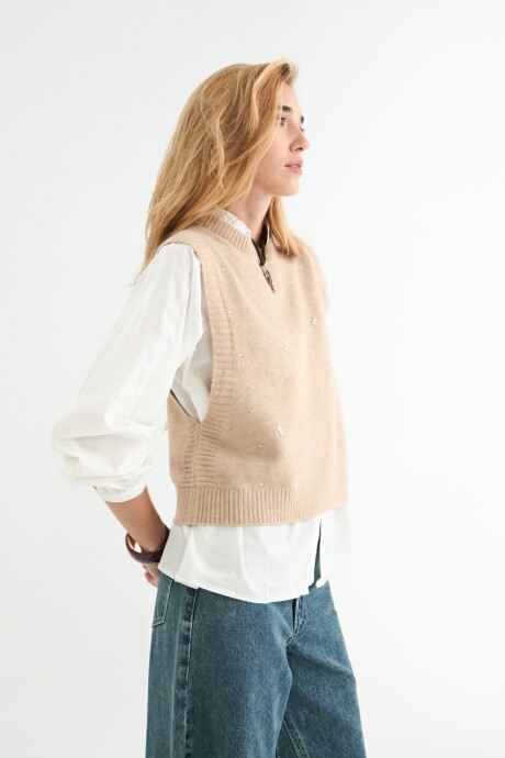 CHALECO SALVIA C/BRILLO BEIGE