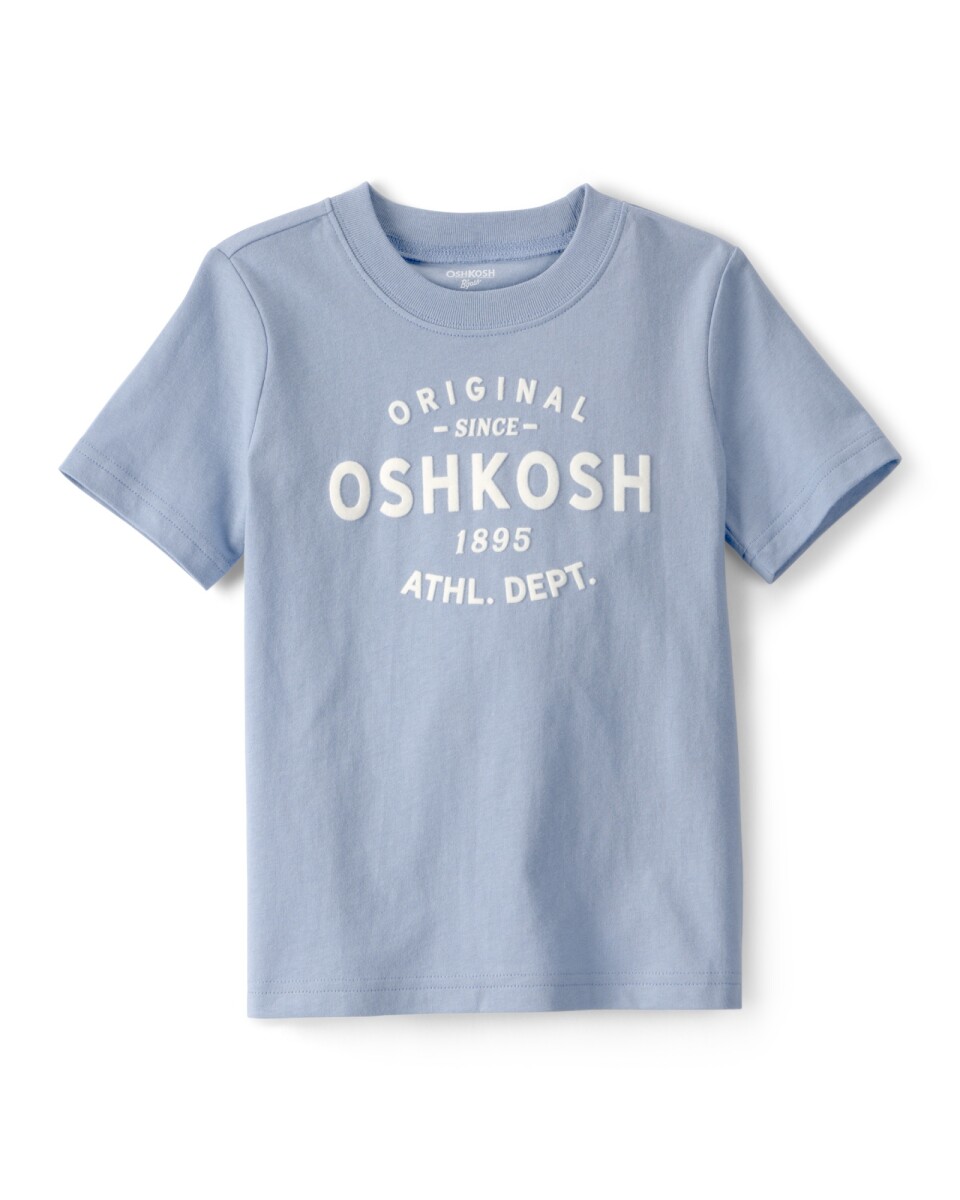 Remera de algodón, manga corta, azul con logo 
