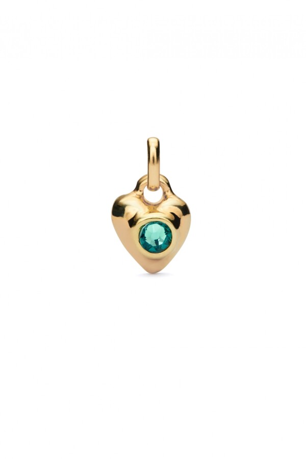 CHARM DE ALEACIÓN DE METALES BAÑADOS EN ORO 18K CON CRISTAL VERDE Charm