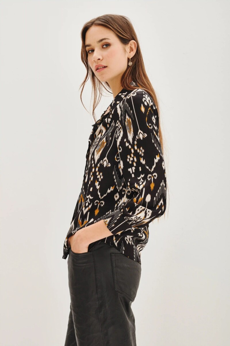 Camisa Hiroko Ikat Negro