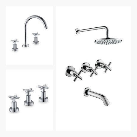 JUEGO DE GRIFERIA DUCHA LAVATORIO BIDET BRILLO VITERNO 000
