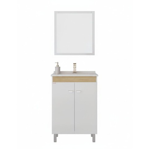 Mueble de Baño de Pie Atenea (56 cm) | Bicolor Blanco/Carvalho con Bacha de Marmolina Mueble de Baño de Pie Atenea (56 cm) | Bicolor Blanco/Carvalho con Bacha de Marmolina