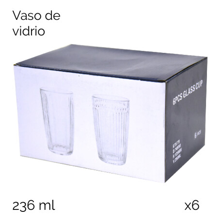 Vaso De Vidrio Con Diseños 236 Ml 6pcs/set Vaso De Vidrio Con Diseños 236 Ml 6pcs/set