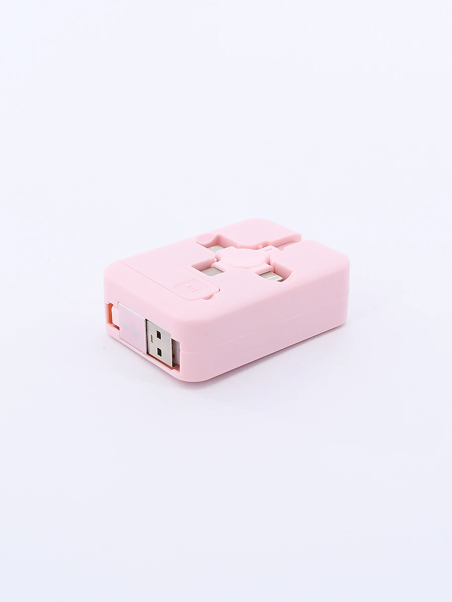 CABLE CARGADOR 3 PUNTAS USB - ROSADO 