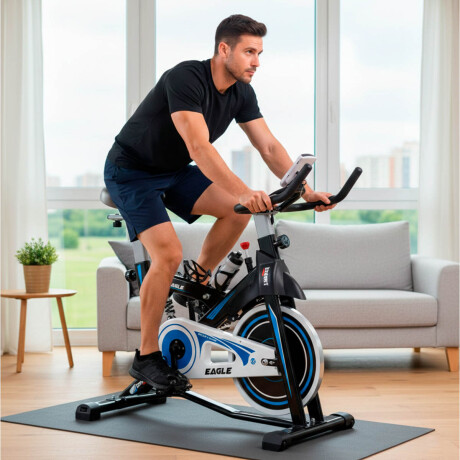 Bicicleta Spinning Expert Fitness Eagle 13Kg Profesional Amortiguador Azul-Negro