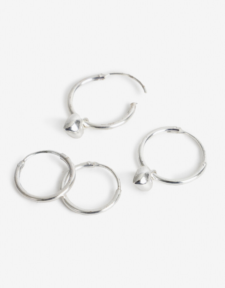 Aros Argollas Set Metal Set De Argollas Plata 925 - Plateado
