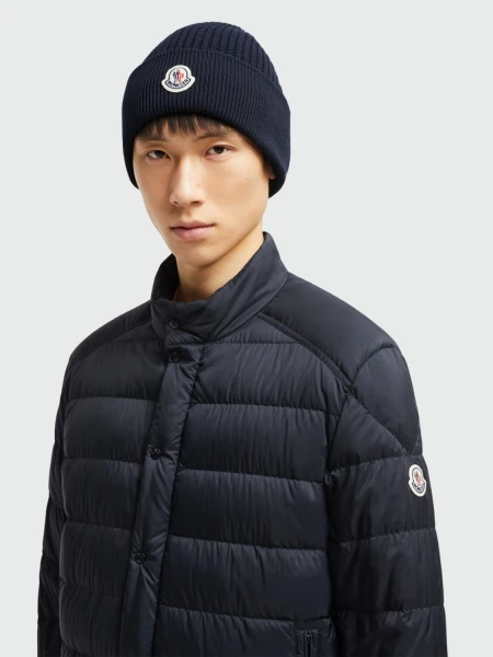 Moncler - Gorro de Algodón Texturizado Azul