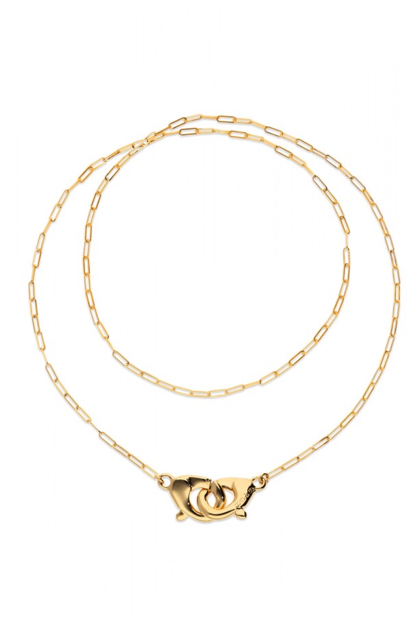 COLLAR LARGO BAÑADO EN ORO 18K CON MOSQUETON ENTRELAZADO Colgante