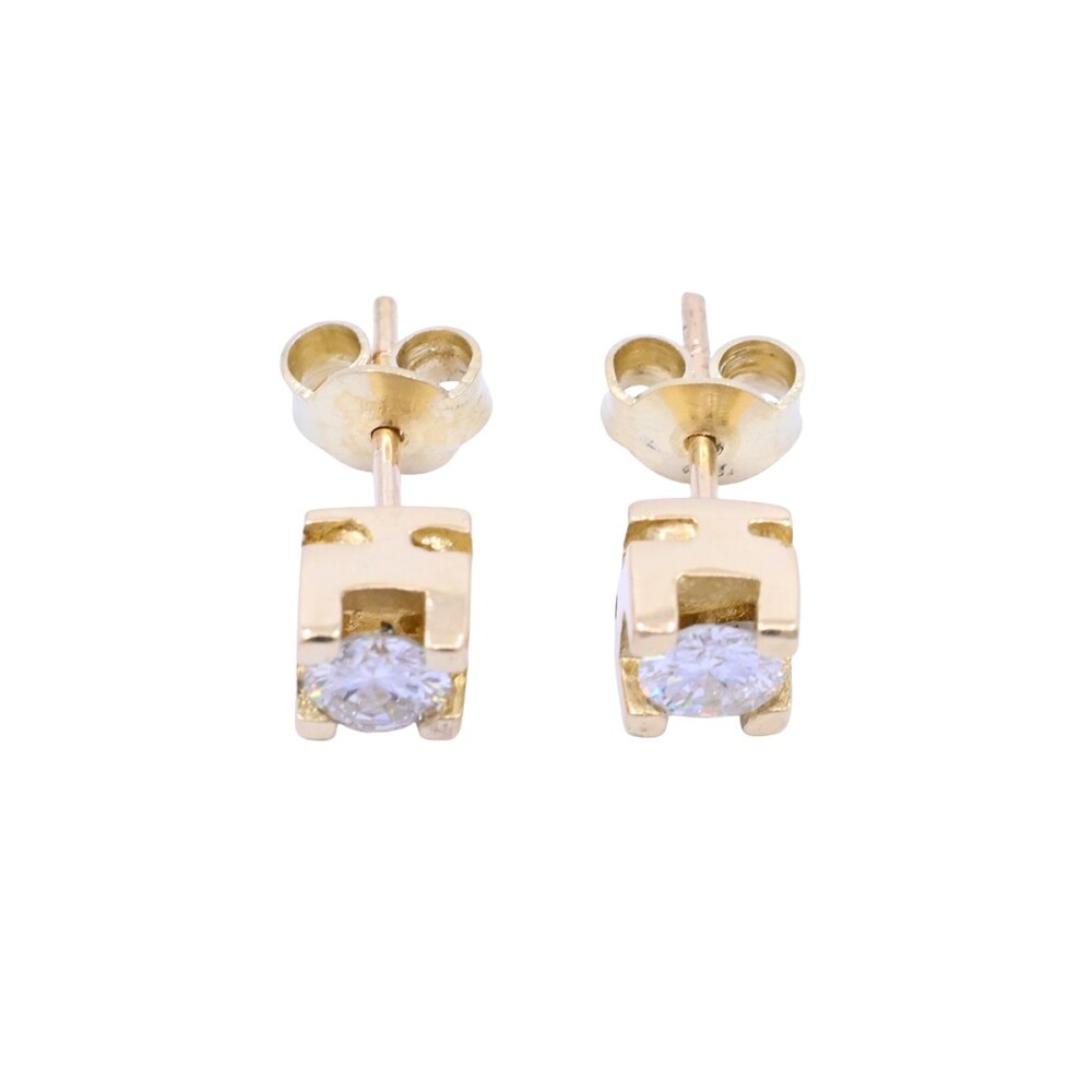 Caravanas oro 18k amarillo engarce 4 puntas con brillantes Caravanas oro 18k amarillo engarce 4 puntas con brillantes