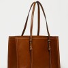 Shopper Louise en efecto cuero liso Tabaco