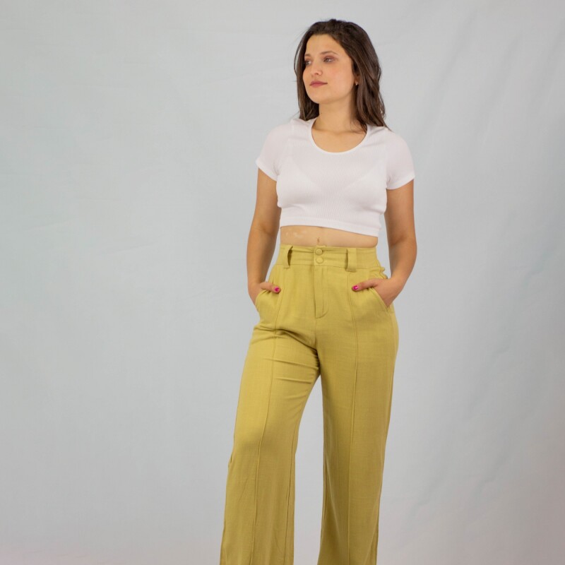 Pantalon Lino Slowly Pistacho