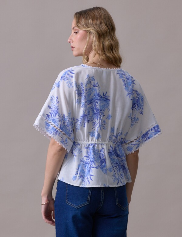 Blusa Puntilla BLANCO/AZUL