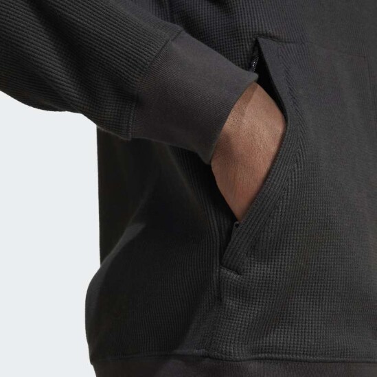 Buzo Adidas Trifolio Essentials Waffle 1/2 Zip Negro