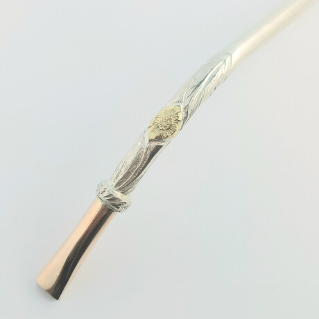 Bombilla de Plata tipo Criolla con Boca y aplique en Oro Modelo Criollo