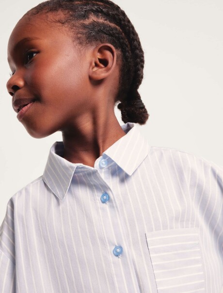 CAMISA HILO TEÑIDO PARA NIÑA CELESTE