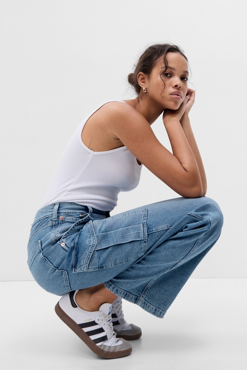 Jean 90S Loose Cargo Mujer Light Indigo 11