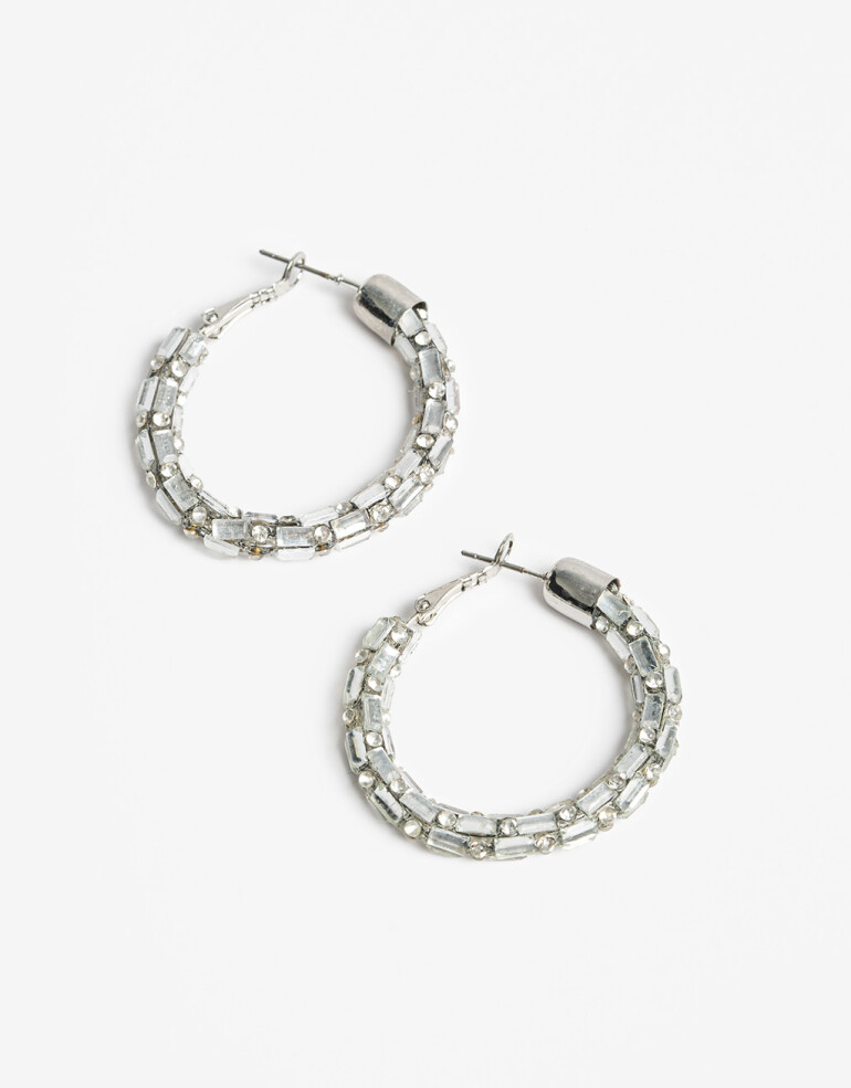 Aros Argollas Strass Argollas De Strass Night - Cristal