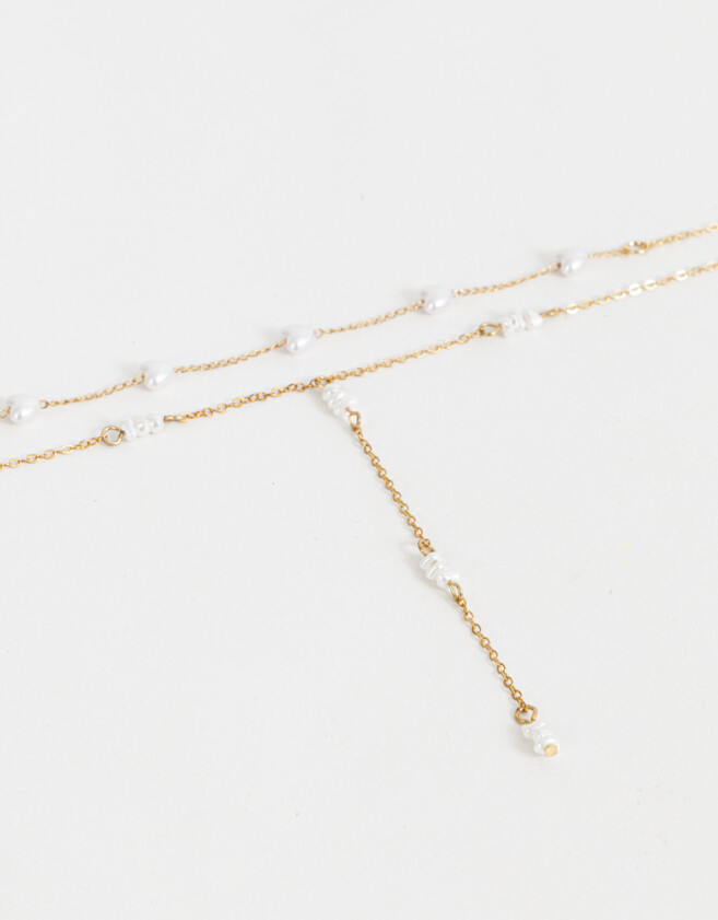 Collares Largos Perlas Collar Largo Con Perlas - Dorado