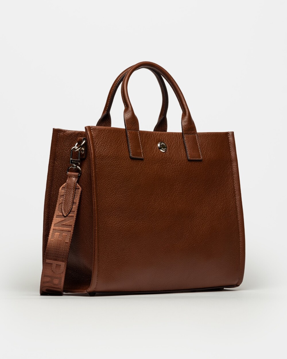 Cartera de Mano Carpi En Cuero Graneado Tabaco