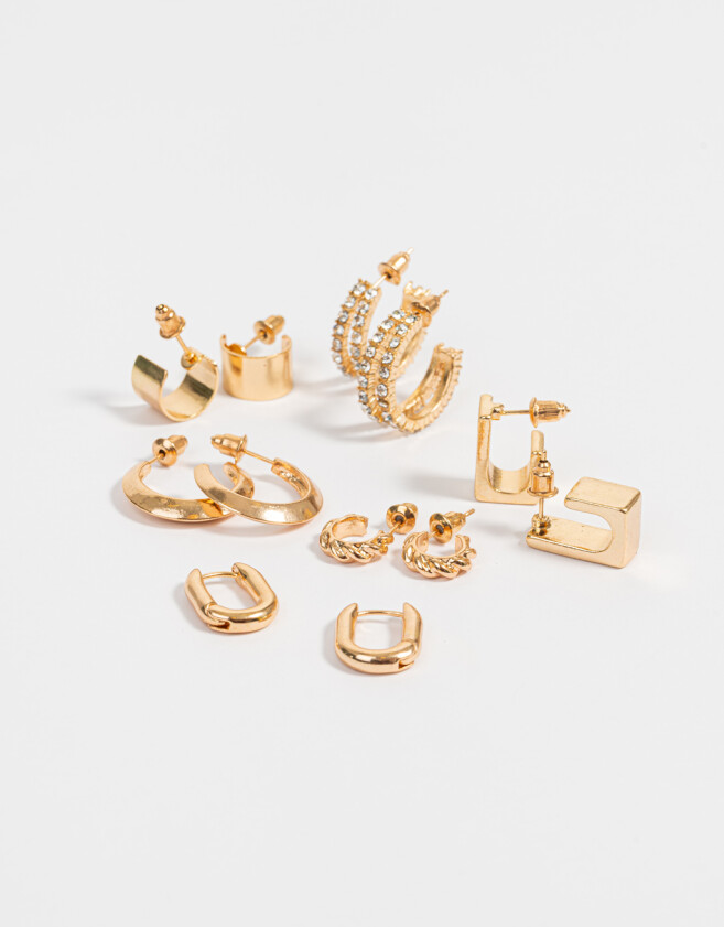 Aros Argollas Set Metal Set De Argollas Essential - Dorado