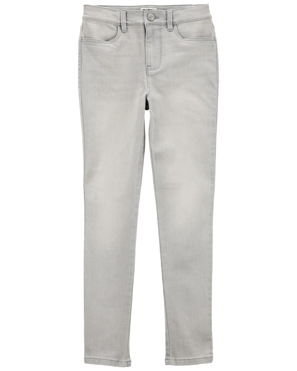 Pantalón jean ajustado de tiro alto, gris 