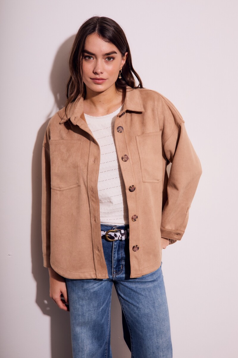Sobrecamisa Gamuza Cuero Vegano - Arena 