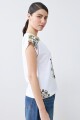 Remera escote en V estampada blanco