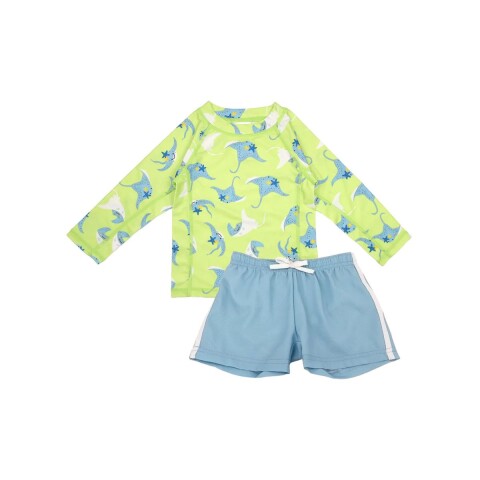 SETREMYSHO Traje De Baño Short + Remera Con Filtro Upf50+ Zoochini - Mantarrayas 12-24m
