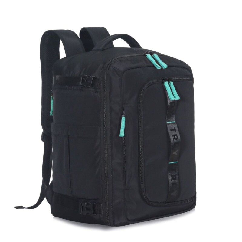 Mochila Trendy de viaje con sujetador de valija Negro