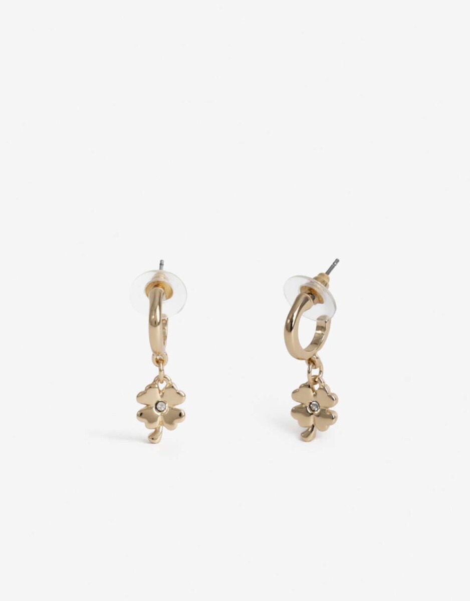 Aros Argolla Trébol Bañado En Oro - Dorado 