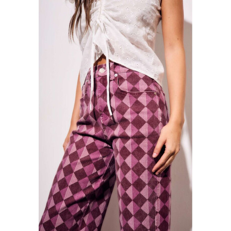 Jean Baggy Estampa Rombos Burdeos