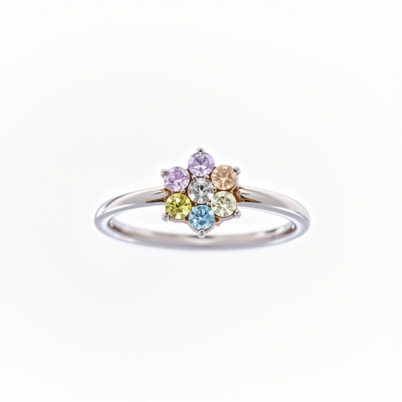 Anillo Flor-Plata 925-Piedra Zirconia Varias -AN3254 conpiedra