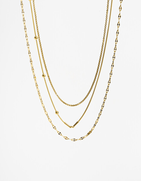Collares Cortos Metal Set De Collares De Cadena Acero - Dorado