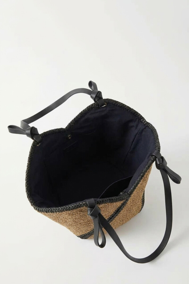 Bolso tejido combinado tostado