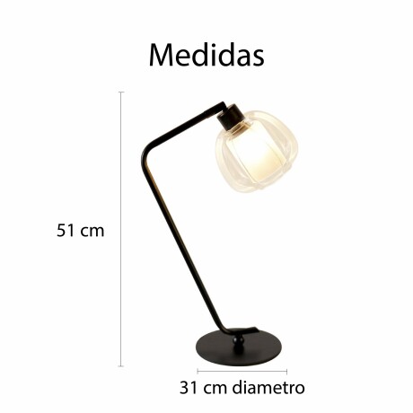 Lámpara De Mesa Vidrio Metal Deco Moderna Negro
