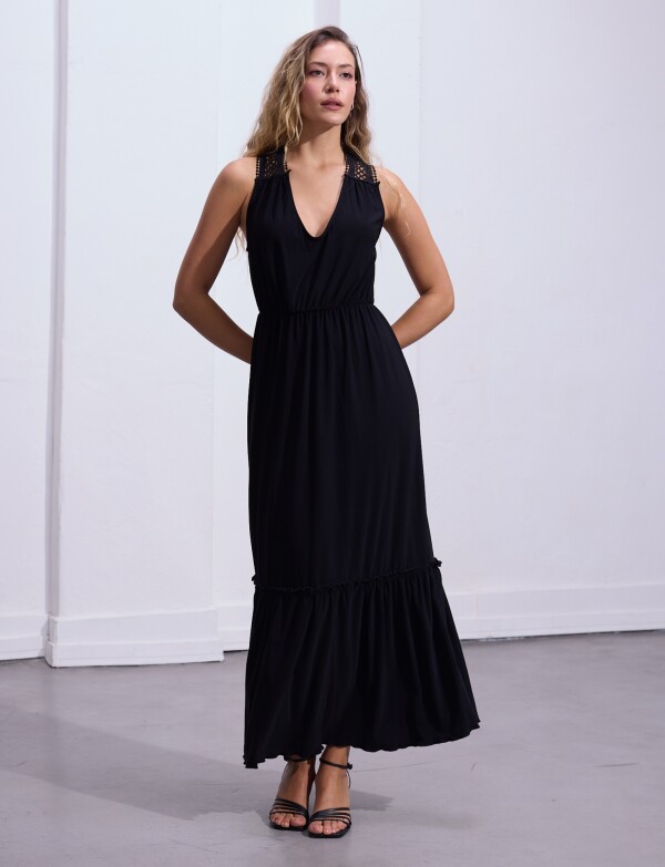 Vestido Maxi Cortes NEGRO