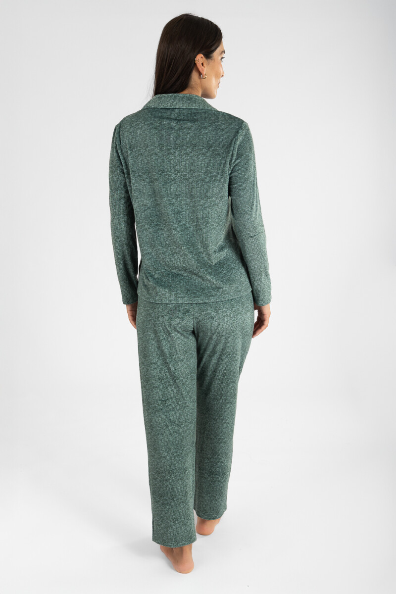 Pijama americano ribb velour Verde petroleo